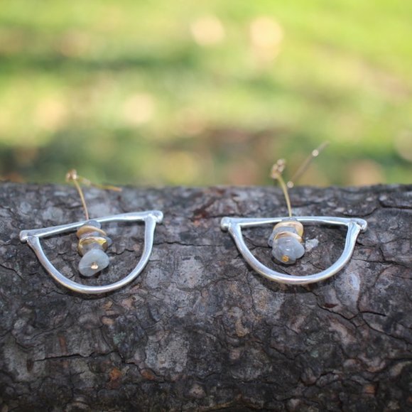 New Silver Boho Natural Stone Drop Dangle Earrings Boho Drop Simple - Picture 10 of 13